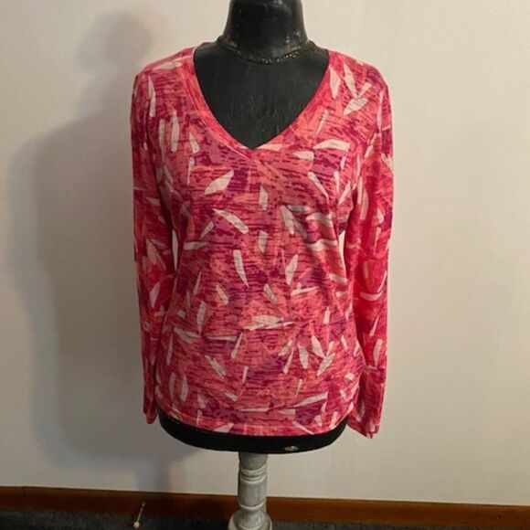 The North Face Pink V-neck Abstract pullover, size L - Picture 1 of 4